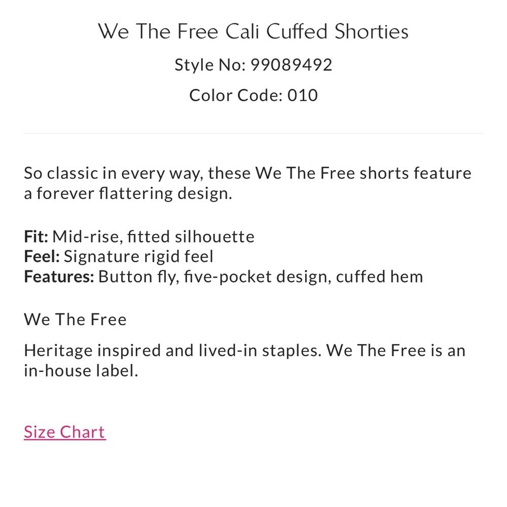 NWT! We The Free Cali Cuffed Shorties - Picture 8 of 9